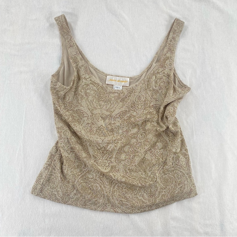 Paisley Scoop Neck Camisole in Gold - Jeanne Alexander
